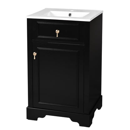 Elegant Bathroom Vanity With Ceramic Sink, Soft Close Door, Adjustable Shelf