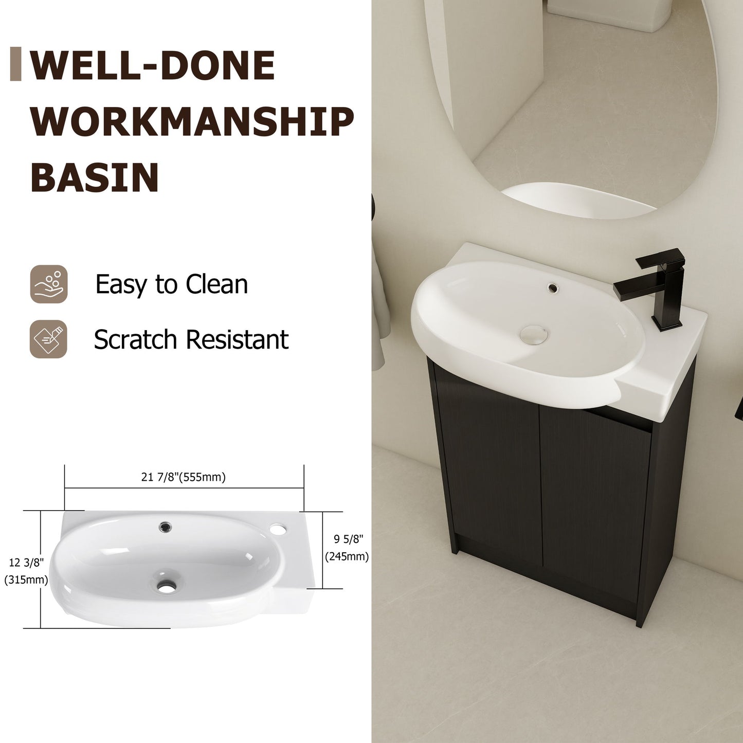 Freestanding Bathroom Vanity With Sink And Storage Rack, Soft Close Doors Base With Basin