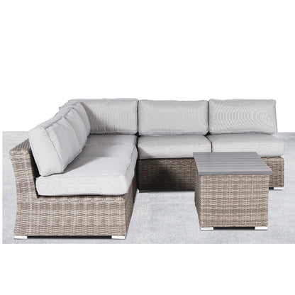 Wicker Sectional Sofa With Cushions And Table