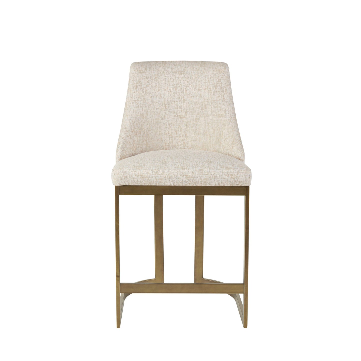Modern Upholstered Counter Stool With Metal Base - Cream
