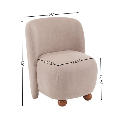 Modern Low Back Accent Upholstered Armless Living Room Chairs, Round Feet