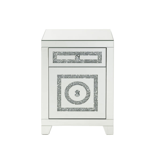Noralie - Accent Table Mirrored Faux Dimaonds - Silver