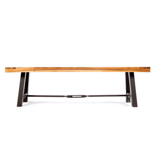 Outdoor Dining Bench, Patio Backless Bench - Teak / Black
