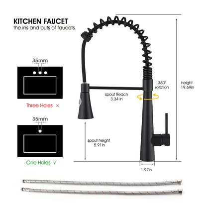 Commercial Kitchen Faucet With Pull Down Sprayer And Magnetic Docking Spray Head - Matte Black