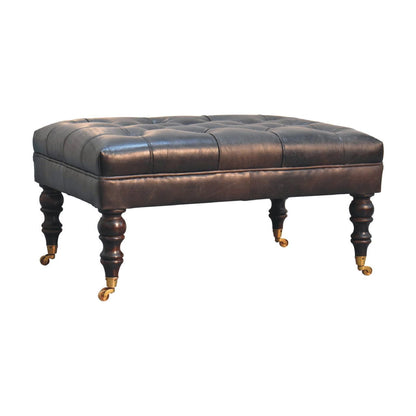 Buffalo - Leather Ottoman With Castor Legs