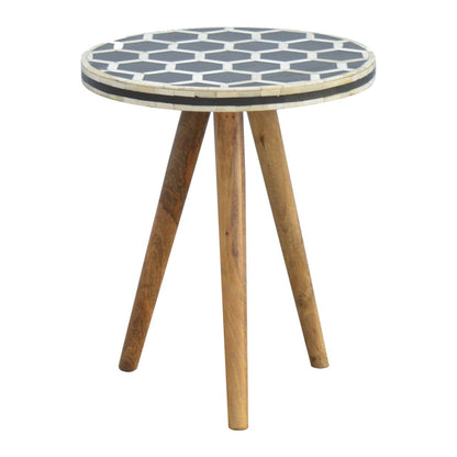 Inlay - Bone Tripod Stool - Beige / White