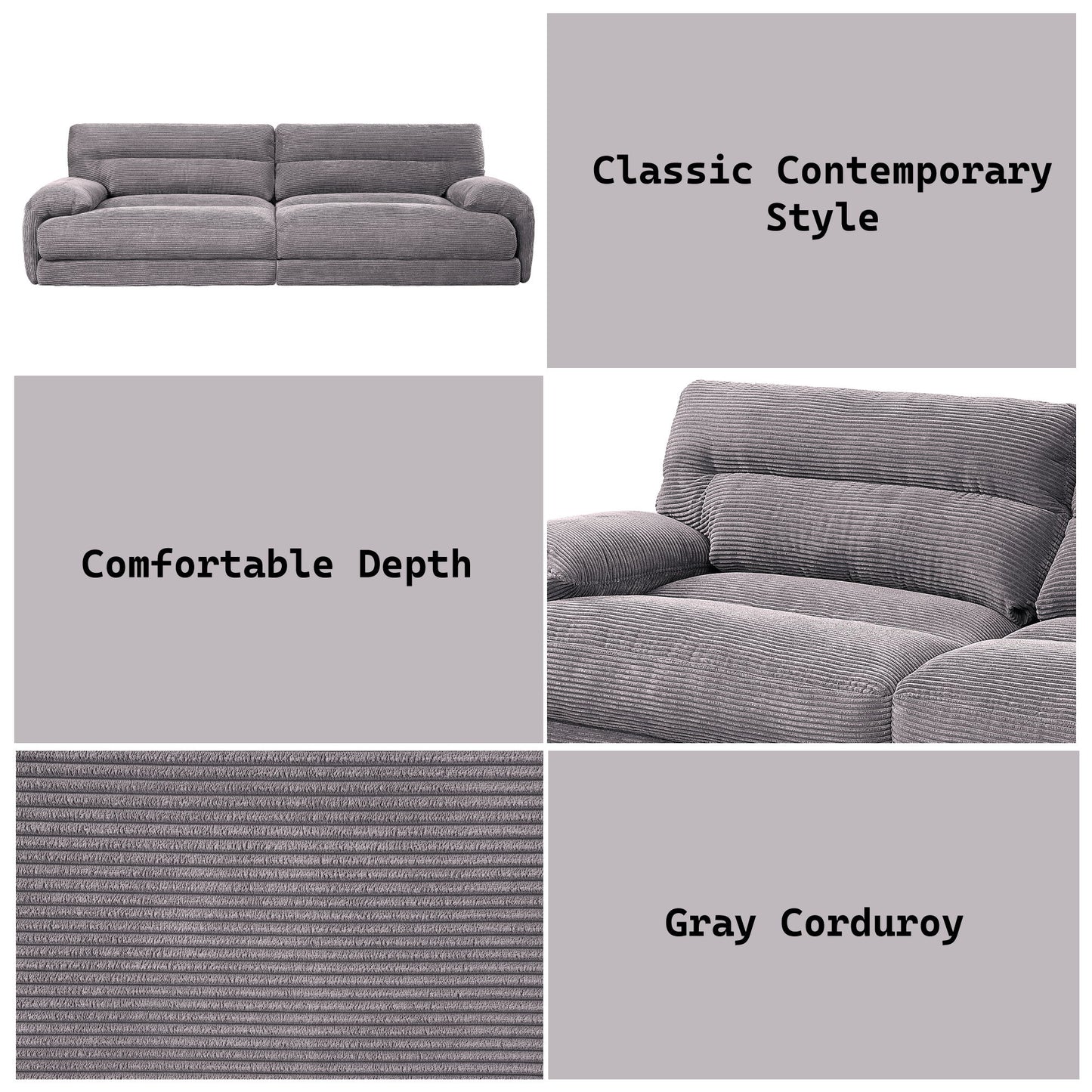 Cadenza - Corduroy Loveseat - Gray