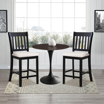 Transitional Rubberwood Dining Room Chairs (Set of 2) With Slatted Back - Black