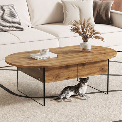Elegant Coffee Table With Double Drawers And Transparent Glass Sides - Wood