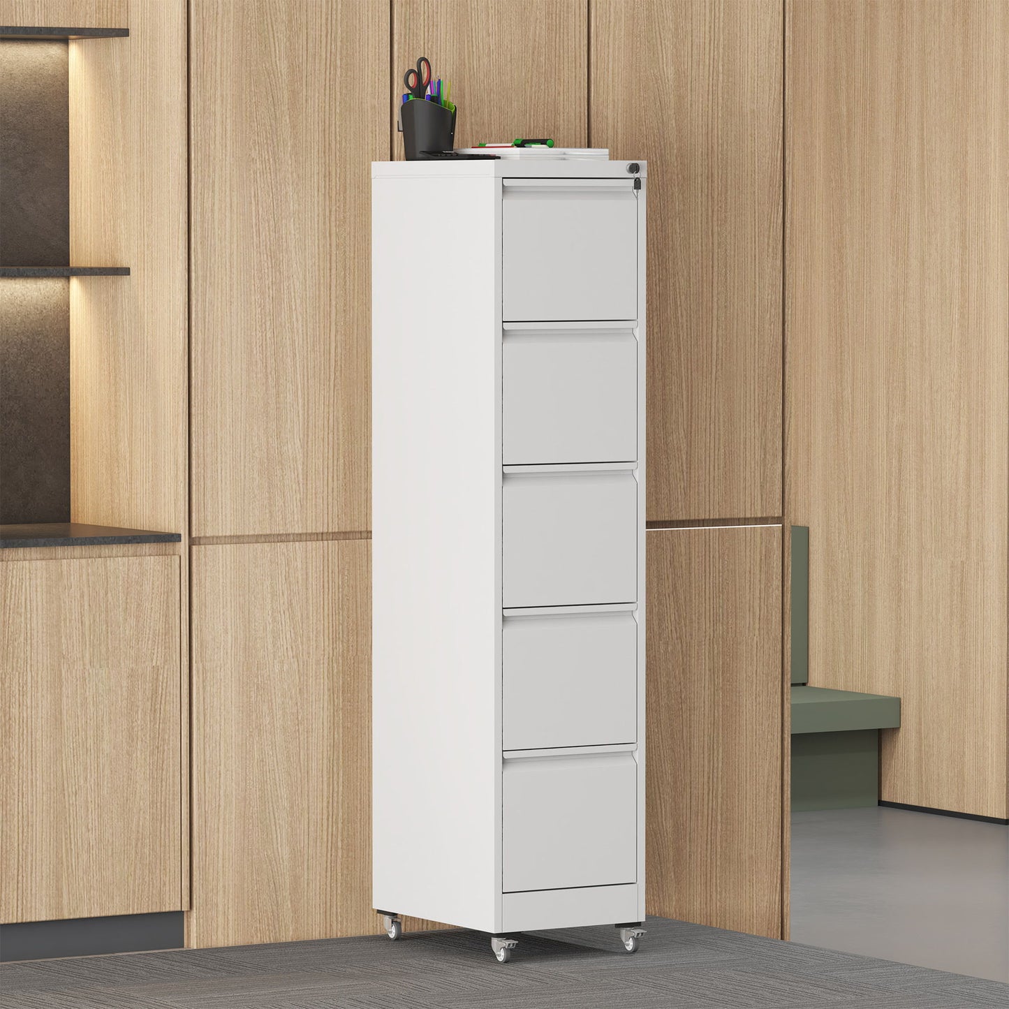 Drawer Metal Locking Vertical File Cabinet With Wheels Heavy Duty Lockable Storage