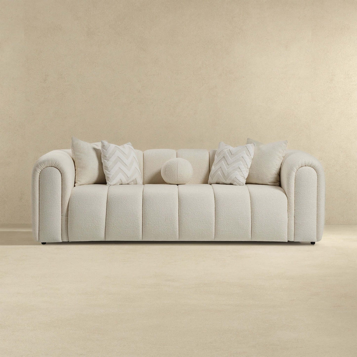 Beatrice - Modern Tufted Sofa - Ivory / White