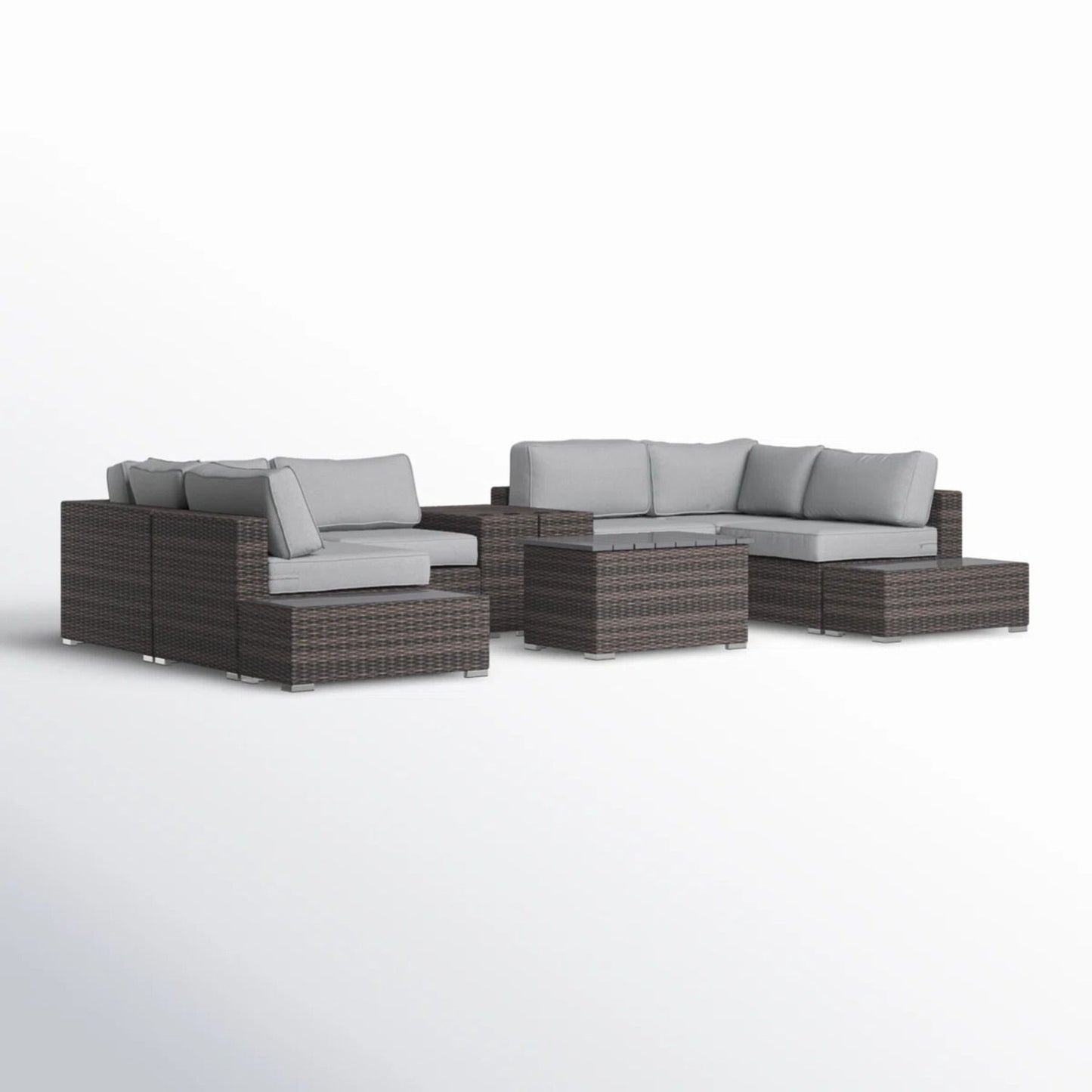 Wicker Sectional Seating Group With Plush Cushions