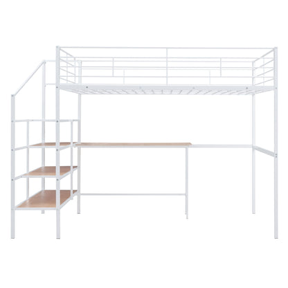 Loft Bed With Desk And Lateral Storage Ladder