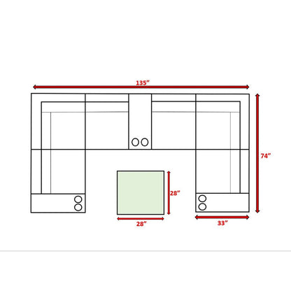 Modern Patio Rattan Sectional Set With Cushions