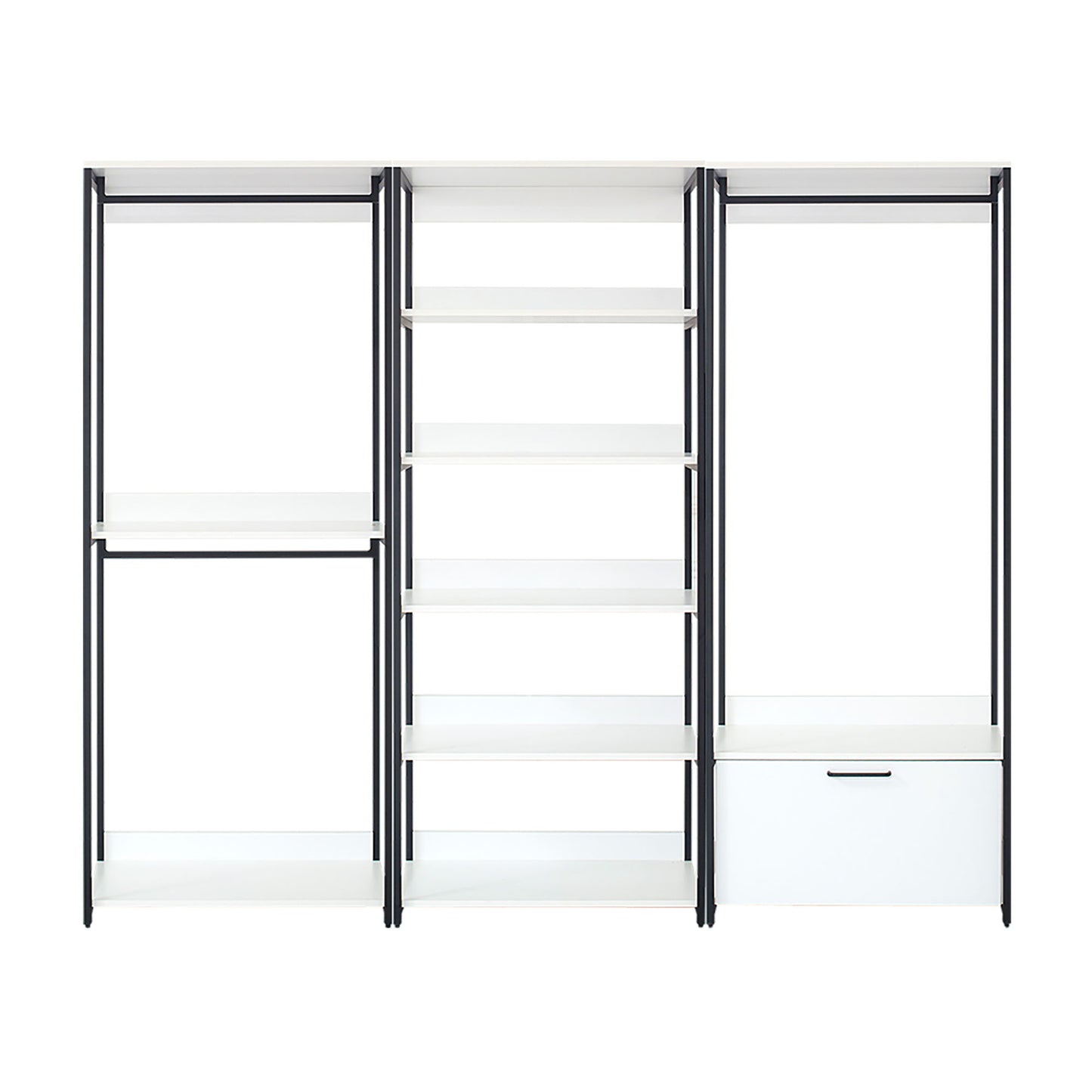 Fiona - Freestanding Walk In Wood Closet System & Metal Frame Melamine - White