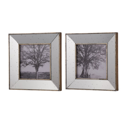 Vintage Reflective Picture Frames (Set of 2) - Silver