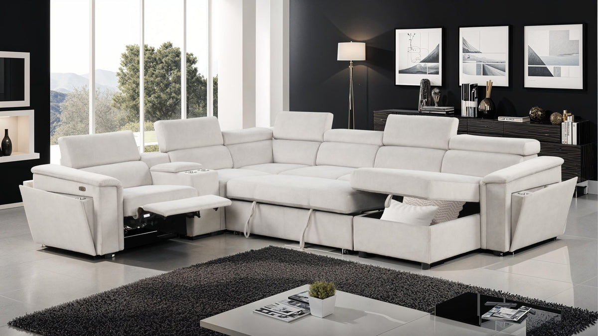 Harvey - Power Recliner Sectional Sleeper - Beige