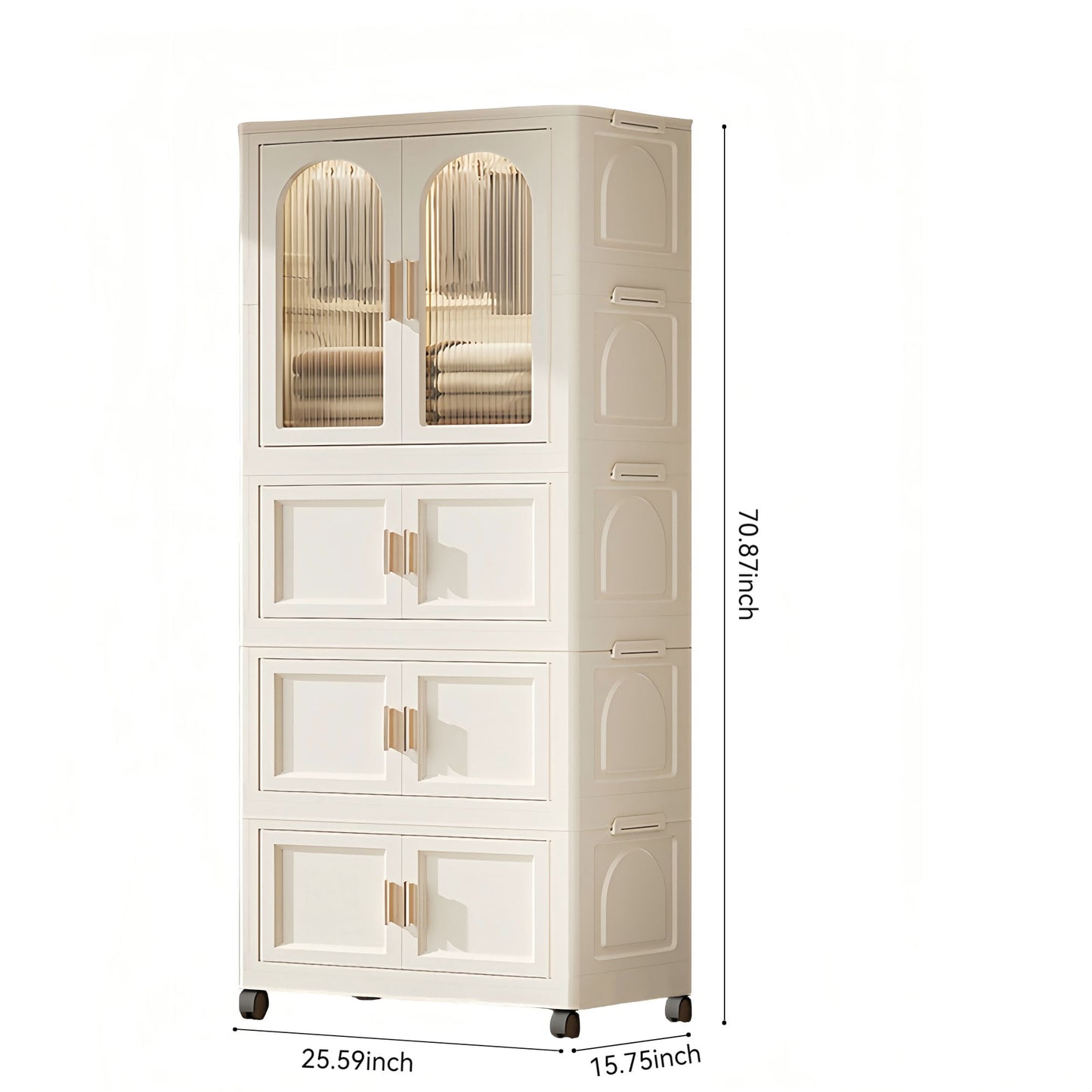 Folding Wardrobe Cabinet With Magnetic Doors, Wheels And Hangers