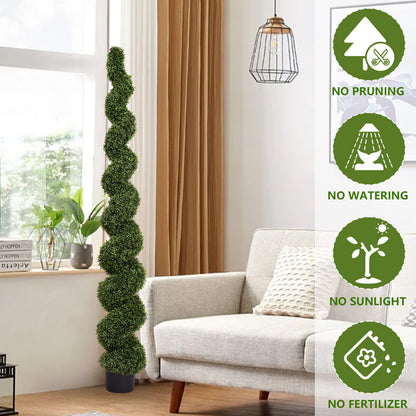 Artificial Outdoor UV Resistant Plastic Boxwood Topiary Spiral Tree