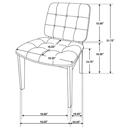 Tufted Back Dining Chairs With Tufted Upholstered Seats And Tapered Legs (Set of 2) - Black