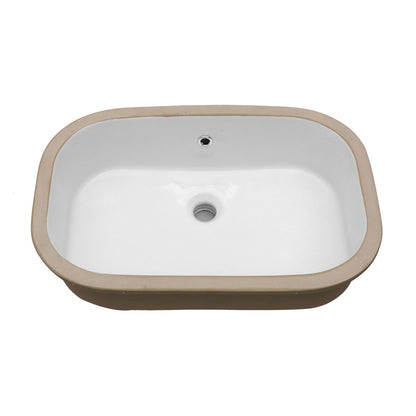 Undermount Bathroom Sink 22" X 15.25" With Overflow Sleek, High Temperature Fired, Stain Resistant, Smooth Polished Surface - White
