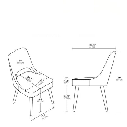 Dining Side Chair Upholstered Textured Fabric (Set of 2) - Navy