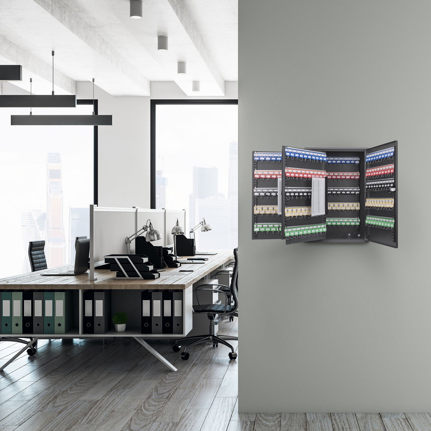 Adjustable Key Cabinet With Combination Lock