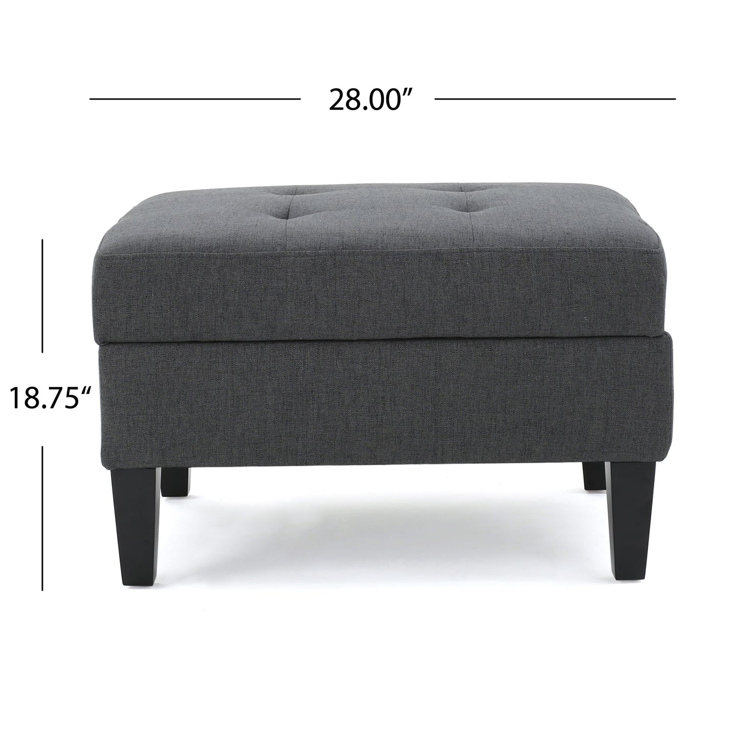 Storage Ottoman With Birch Wood Legs And Cushioned Top For Comfort