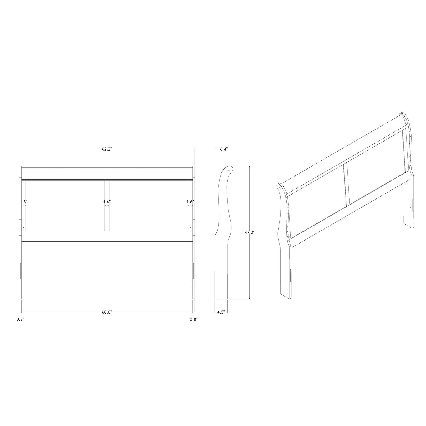 Charlston - Modern Sleigh Design Bed With LED