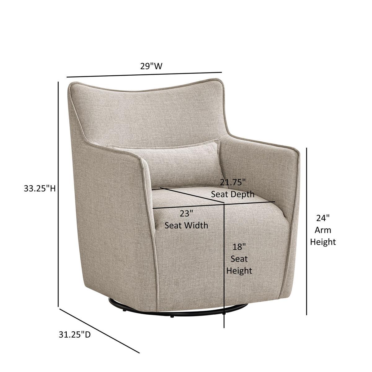Ayla - Swivel Accent Chair With Matching Lumbar Pillow