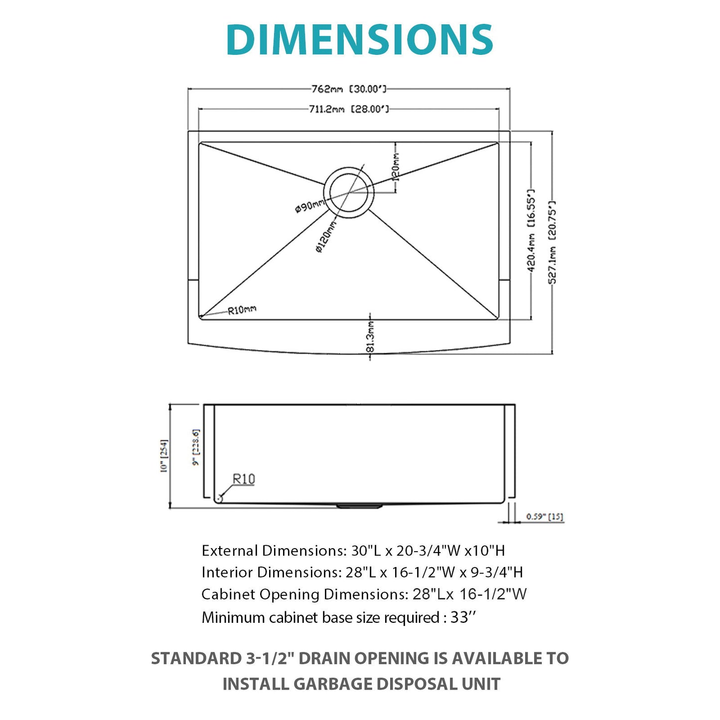 Farmhouse Kitchen Sink, Apron Front