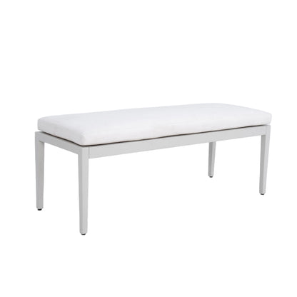 Outdoor Patio Stationary Bench With Sunbrella Fabric Cushion - Grayish