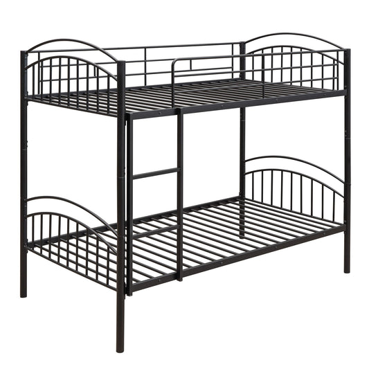 Twin Over Twin Bunk Bed, Divided Into Two Beds - Black
