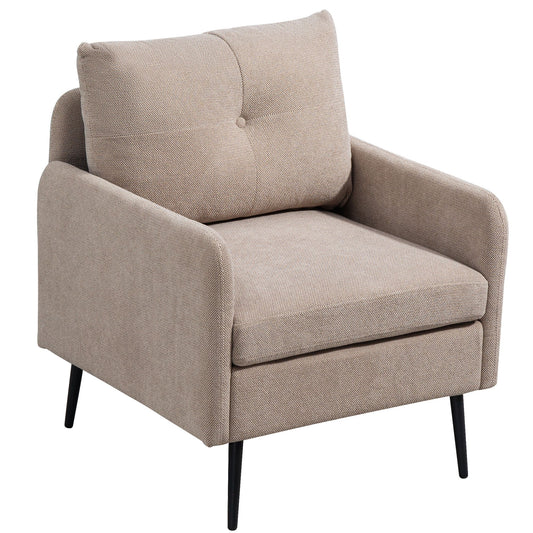 Contemporary Accent Chair With Metal Legs, Comfy Chenille Fabric Armchair