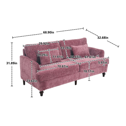 Mid Century Modern Chenille Fabric Loveseat Sofa, 2 Seat Upholstered Couch