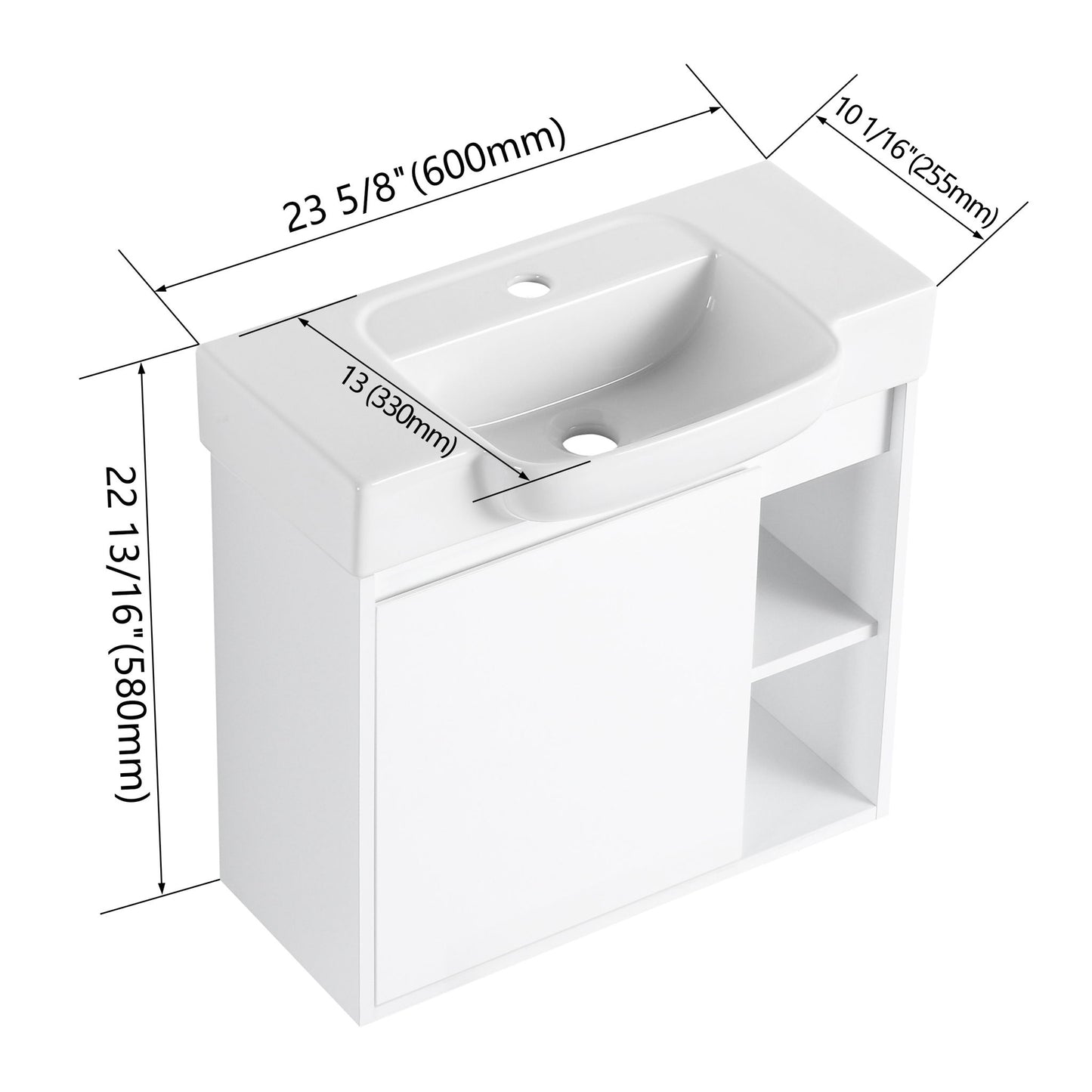 Wall Mounted Bathroom Vanity With Sink & Soft Close Door