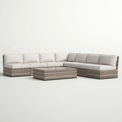 Comfortable Modern Patio Rattan Sectional Set With Cushions