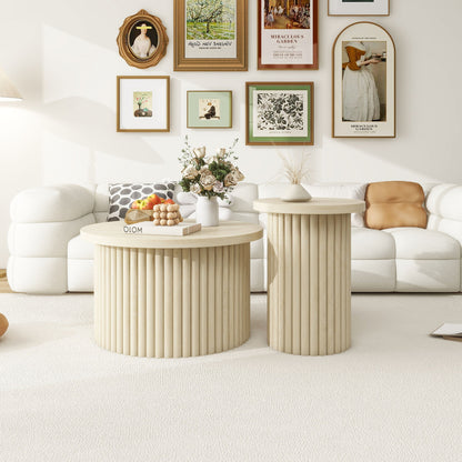Modern Round Coffee Table And Side Table (Set of 2)