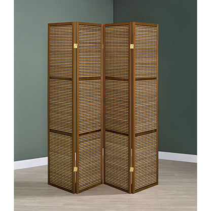 Kenabi - 4 Panel Room Divider Folding Screen - Walnut