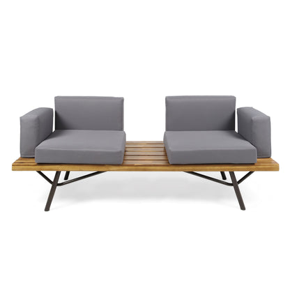 2 Piece Patio Set With Loveseat And Coffee Table - Natural / Dark Gray