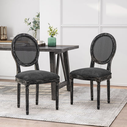 French Country Dining Chair With Cane Backrest (Set of 2)