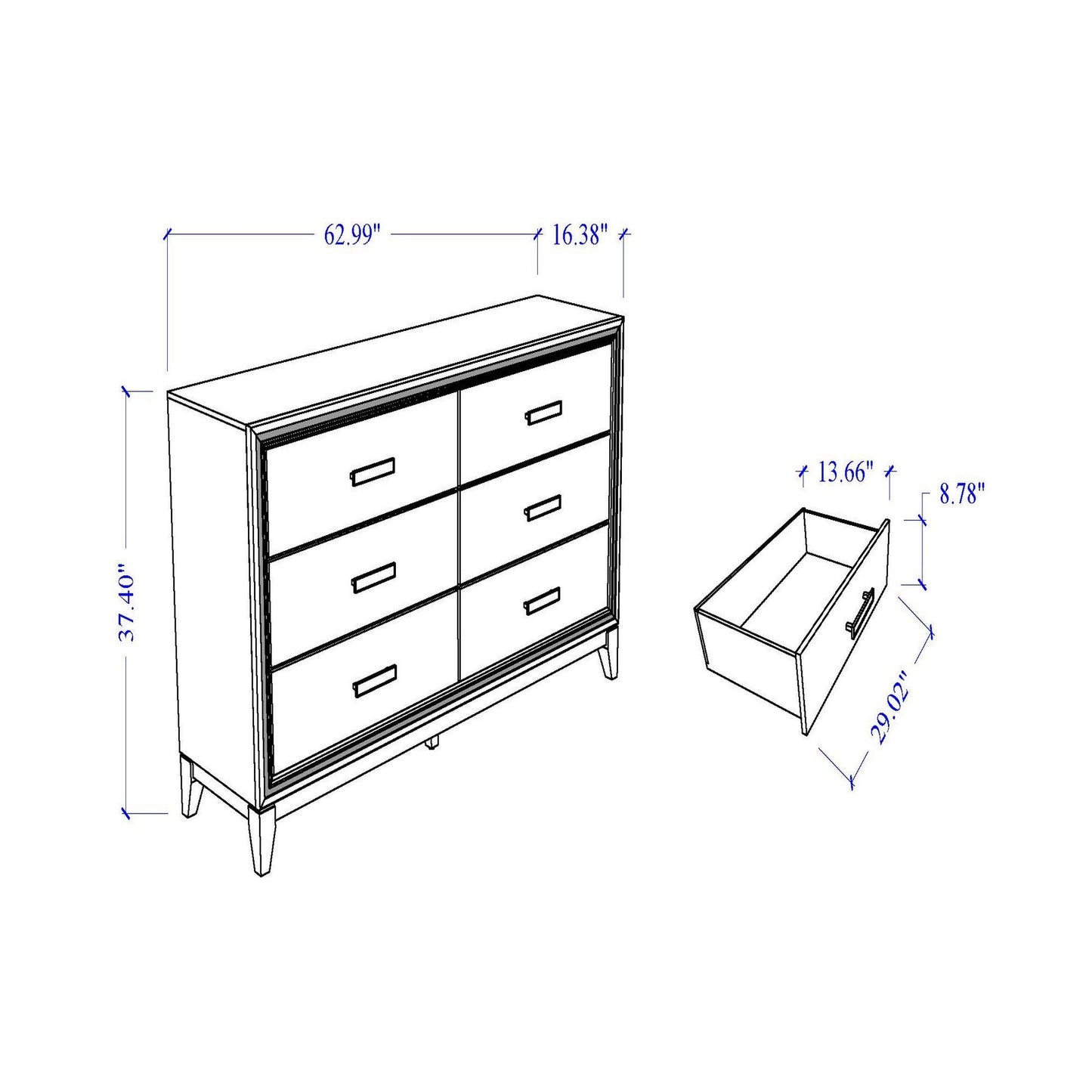 Almera - Glitter Dresser - White