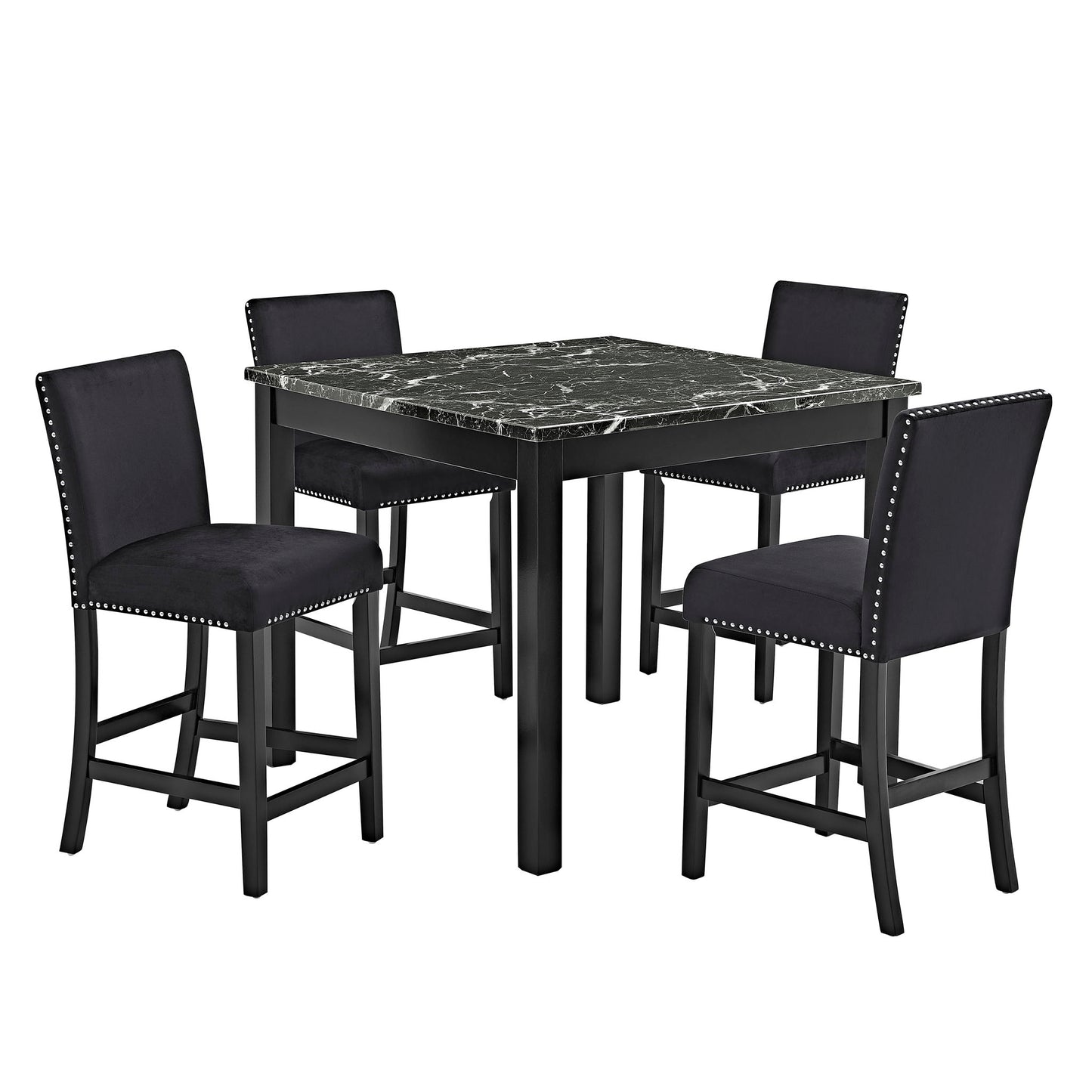 5 Piece Counter Height Dining Set With Table And Upholstered Chairs