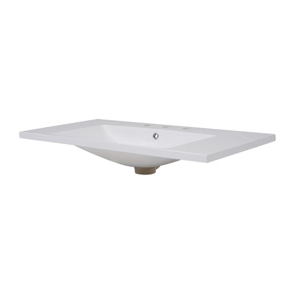 Bathroom Sink, Drop-In Vessel With 3 Holes 8'' Centerset For Small Spaces - White