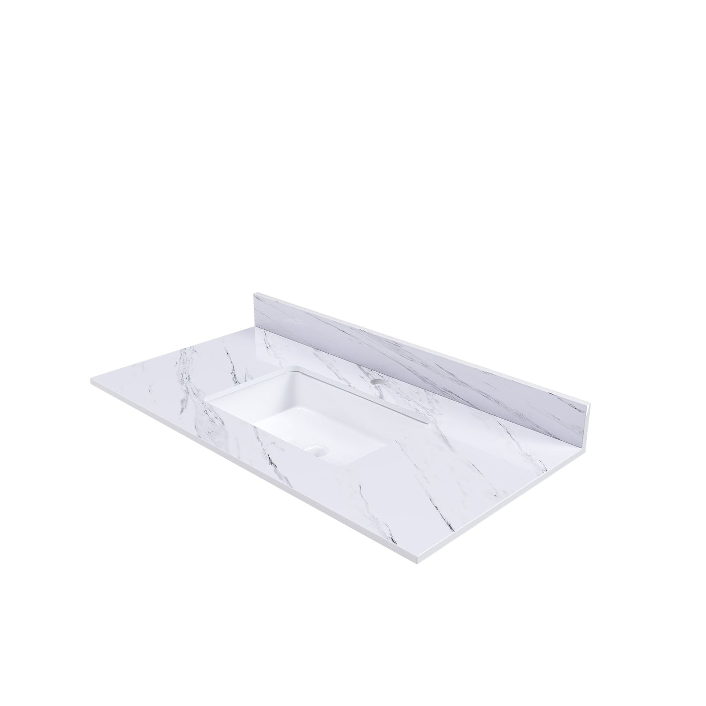 Bianco Carrara Venato Marble Vanity Top With Pre Drilled Faucet Hole And Undermount Sink