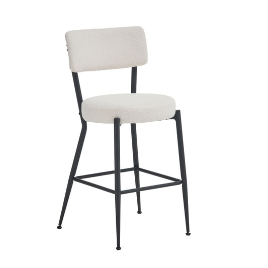 Modern Teddy Fabric Upholstered Bar Stools - Black Legs