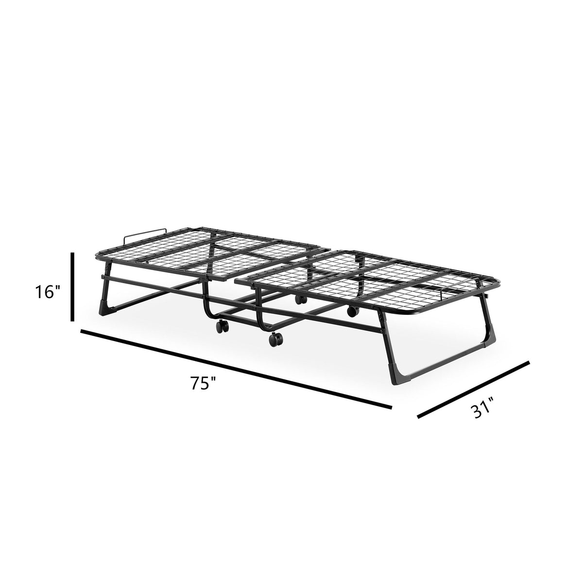 Folding Rollaway Bed With 4" Twin Mattress - White