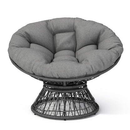 Ergonomic Wicker Chair With Cloud Thick Density Cushion, 3 Proof Cover High Capacity Iron Frame Fluid 360° Swivel