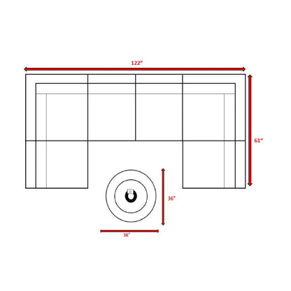 Outdoor 7 Piece Sectional Seating Group With Cushions And Fire Pit - Gray / Navy