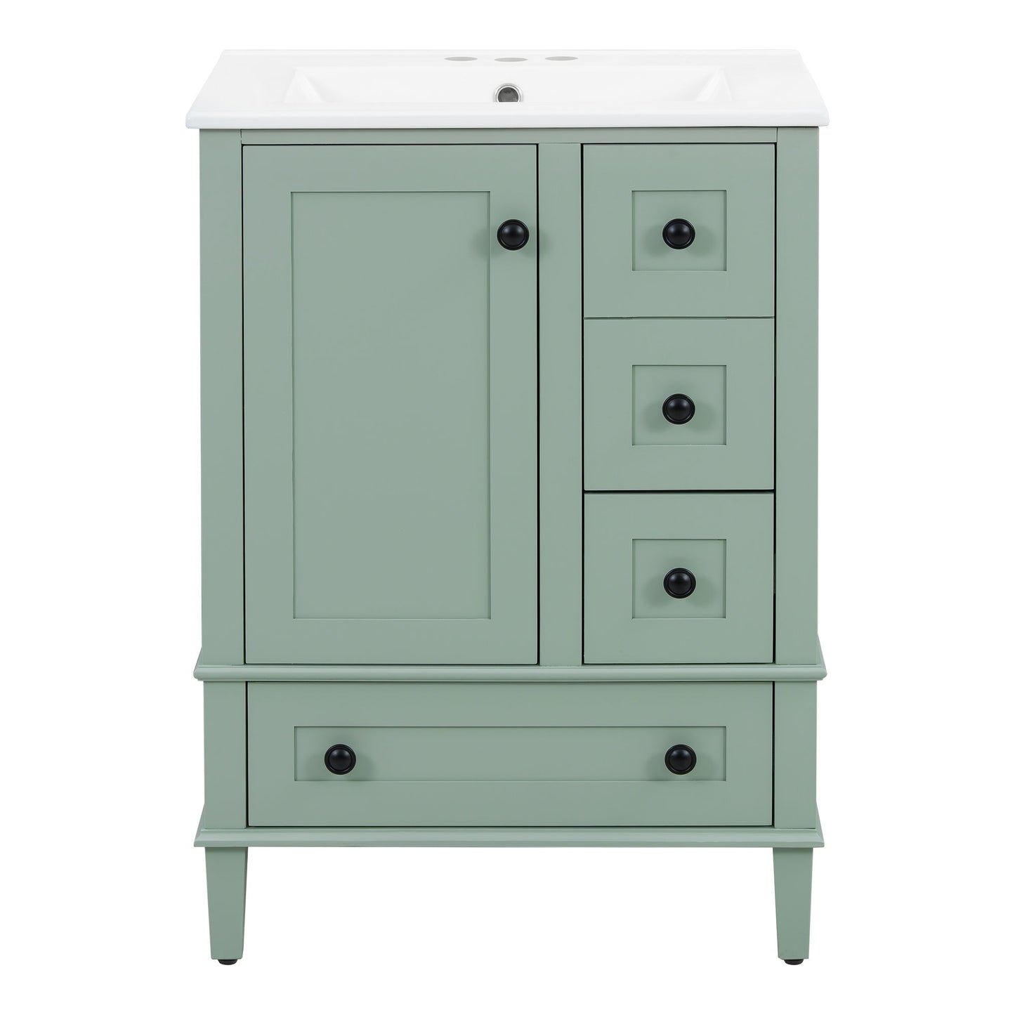 Bathroom Vanity With Integrated Basin, Soft Close Drawers, Door Mounted Double Layer Shelf